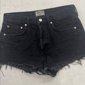 Agolde Distressed Black Denim Shorts (26)